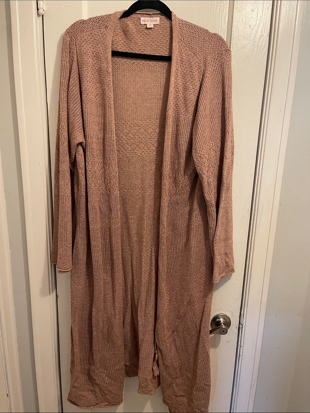 Pink Open-Front Longline Cardigan With Ties. (Item 67)